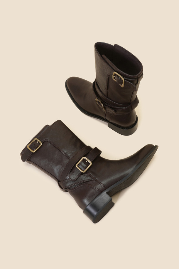 SUECOMMA BONNIE - 부츠/워커 - Buckle ankle boots(brown)