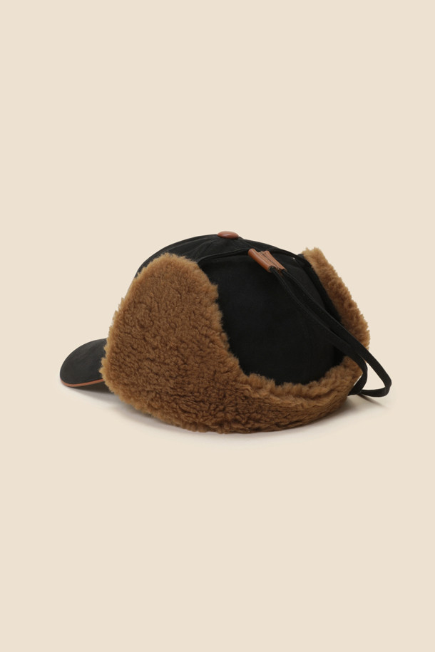 SUECOMMA BONNIE - 모자 - Fur trapper hat(black)