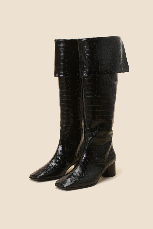 SUECOMMA BONNIE - 부츠/워커 - Croco knee high boots(black)