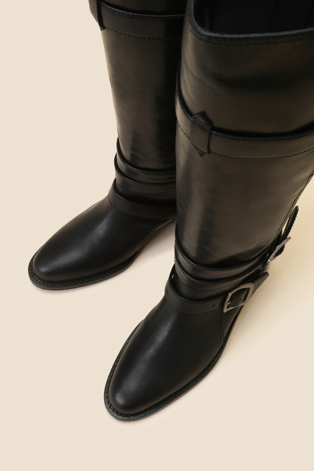 SUECOMMA BONNIE - 부츠/워커 - Buckle long boots(black)