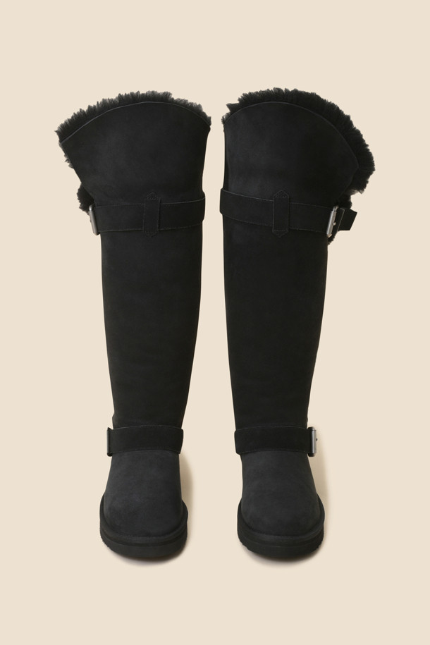 SUECOMMA BONNIE - 부츠/워커 - Shearing long boots(black)