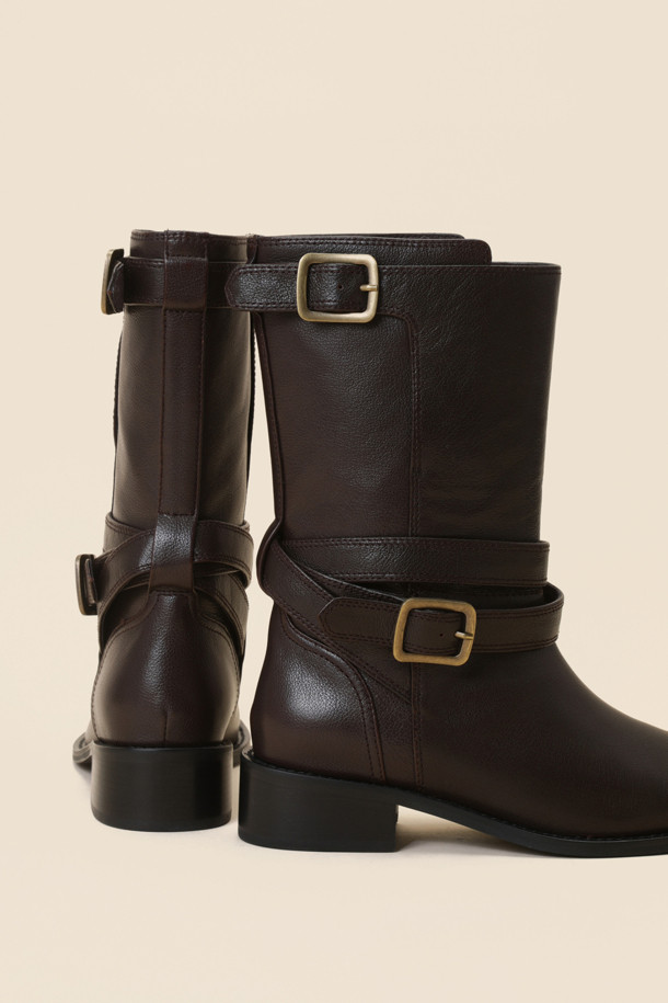 SUECOMMA BONNIE - 부츠/워커 - Buckle ankle boots(brown)