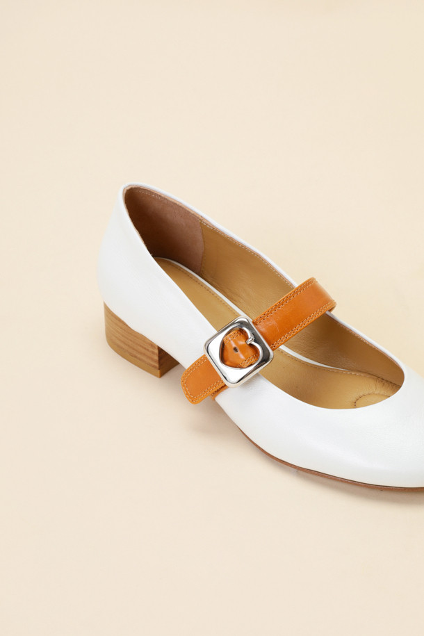 SUECOMMA BONNIE - 플랫 - Heart mary jane flat(white)