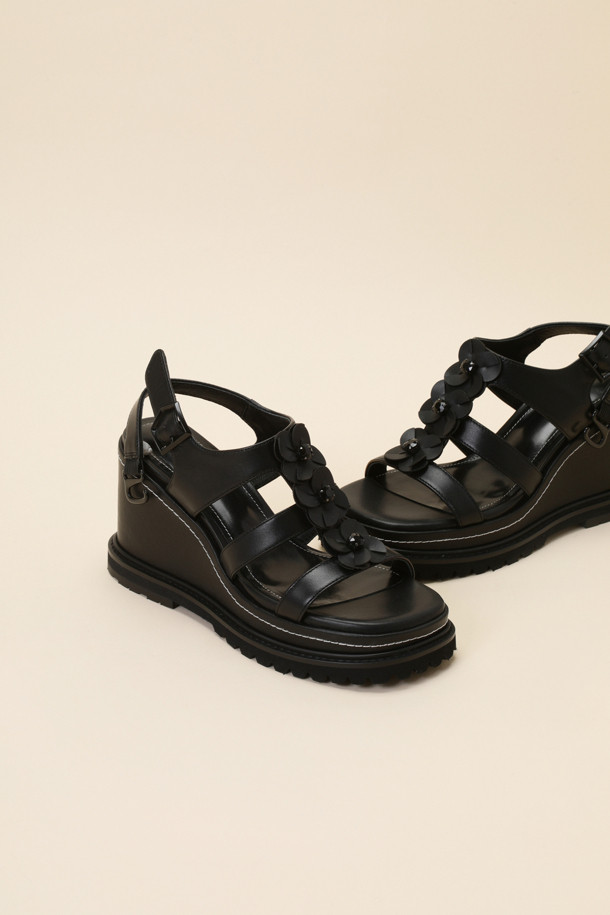 SUECOMMA BONNIE - 샌들 - [김나영 착용]Fleur 24 wedge sandal(black)