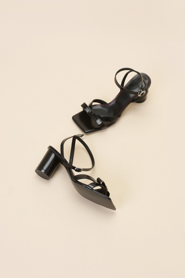 SUECOMMA BONNIE - 샌들 - Riboon heel sandal(black)