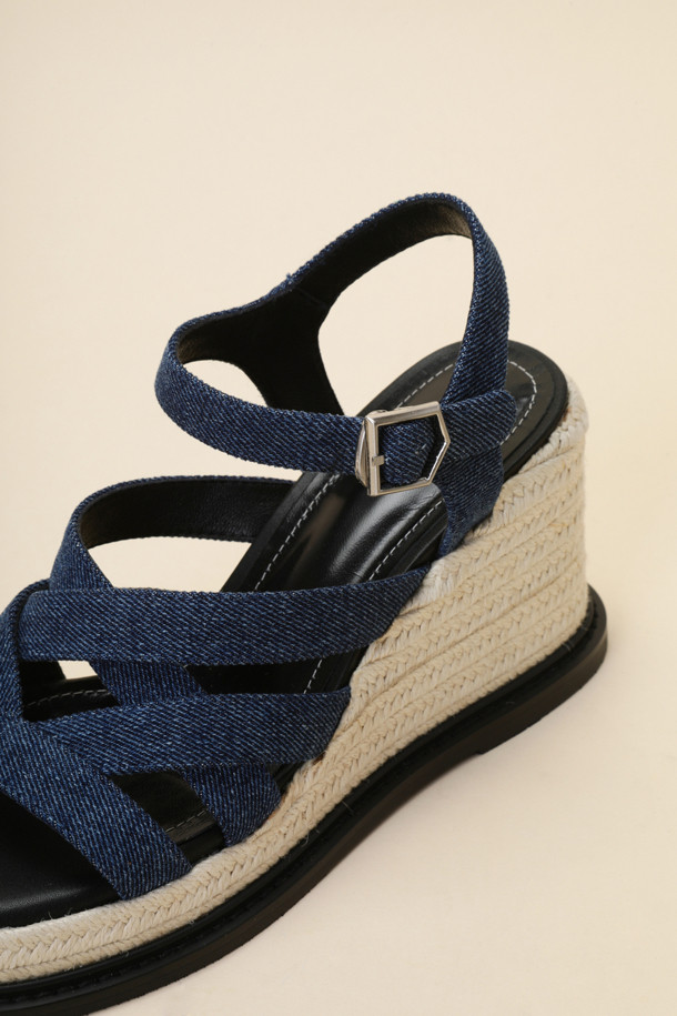 SUECOMMA BONNIE - 샌들 - Strap wedge heel sandal(blue)