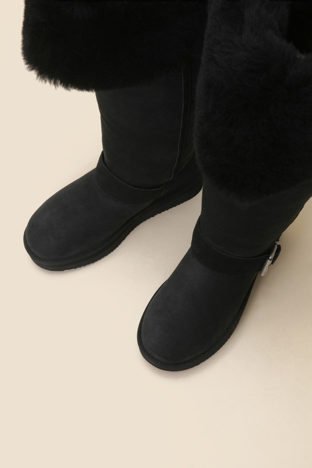 SUECOMMA BONNIE - 부츠/워커 - Shearing long boots(black)