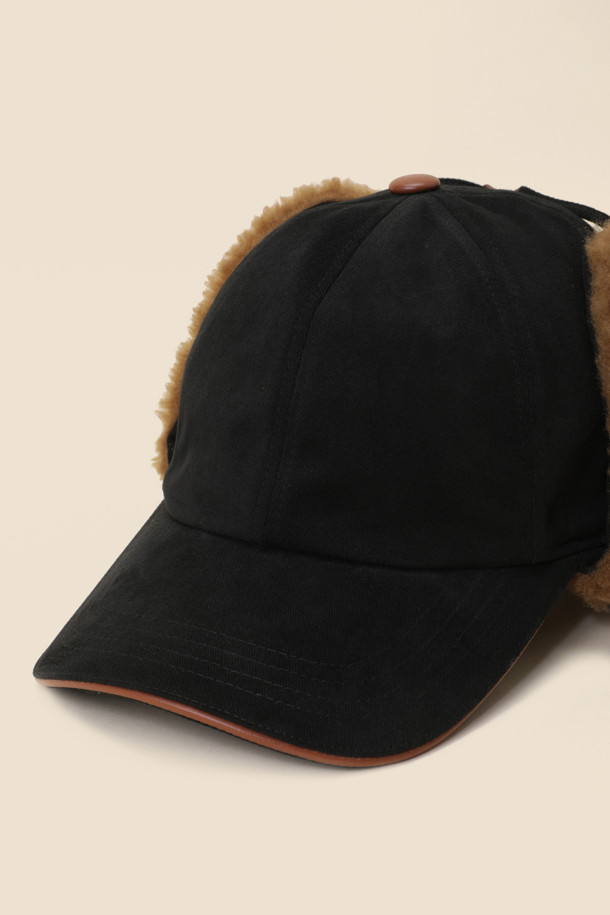 SUECOMMA BONNIE - 모자 - Fur trapper hat(black)