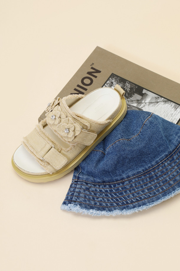 SUECOMMA BONNIE - 샌들 - Fleur24 denim slide(beige)