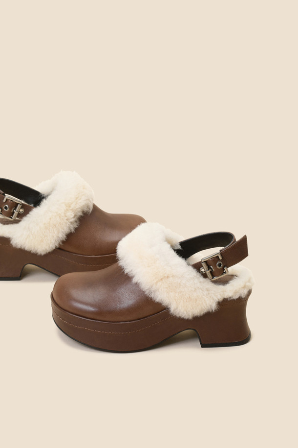 SUECOMMA BONNIE - 샌들 - Fur clog snadal(brown)