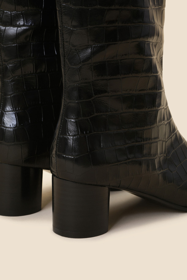 SUECOMMA BONNIE - 부츠/워커 - Croco knee high boots(black)