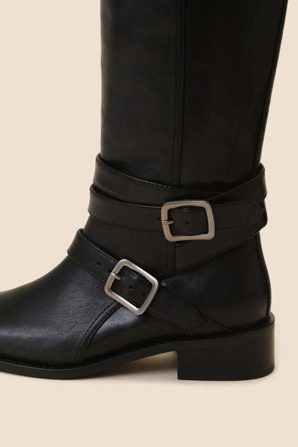 SUECOMMA BONNIE - 부츠/워커 - Buckle long boots(black)