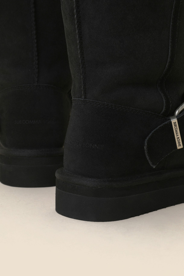 SUECOMMA BONNIE - 부츠/워커 - Shearing long boots(black)