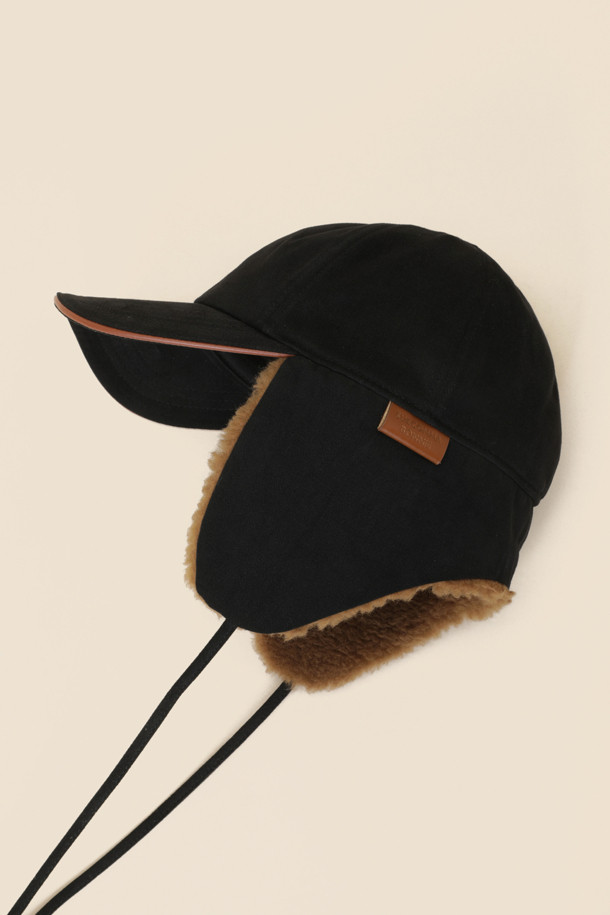 SUECOMMA BONNIE - 모자 - Fur trapper hat(black)