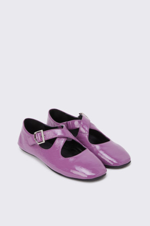 Round two strap mary-jane flat(purple)