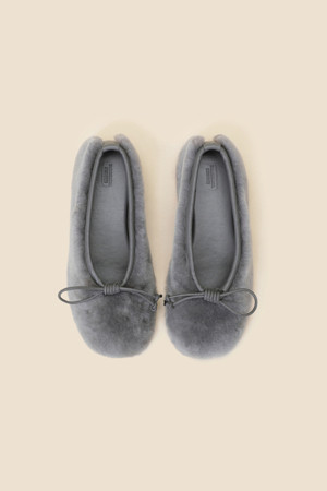 Ribbon fur flat shoes(grey)