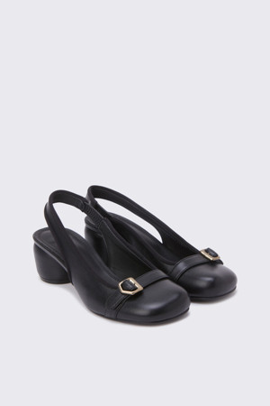 Round toe sling back(black)