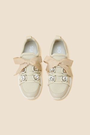 Ribbon jewelry sneakers(ivory)