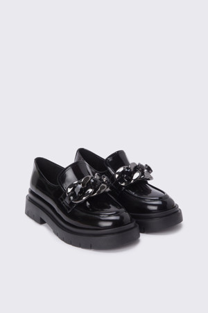 Chain jewel loafer(black)