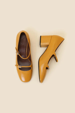 Double strap mary jane pumps(yellow)