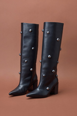 Stud long boots(black)