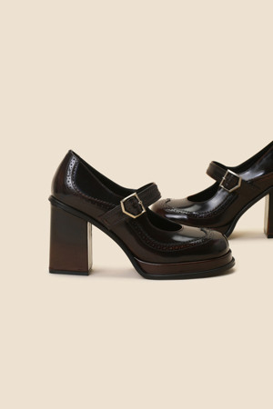 Mary jane platform pumps(brown)