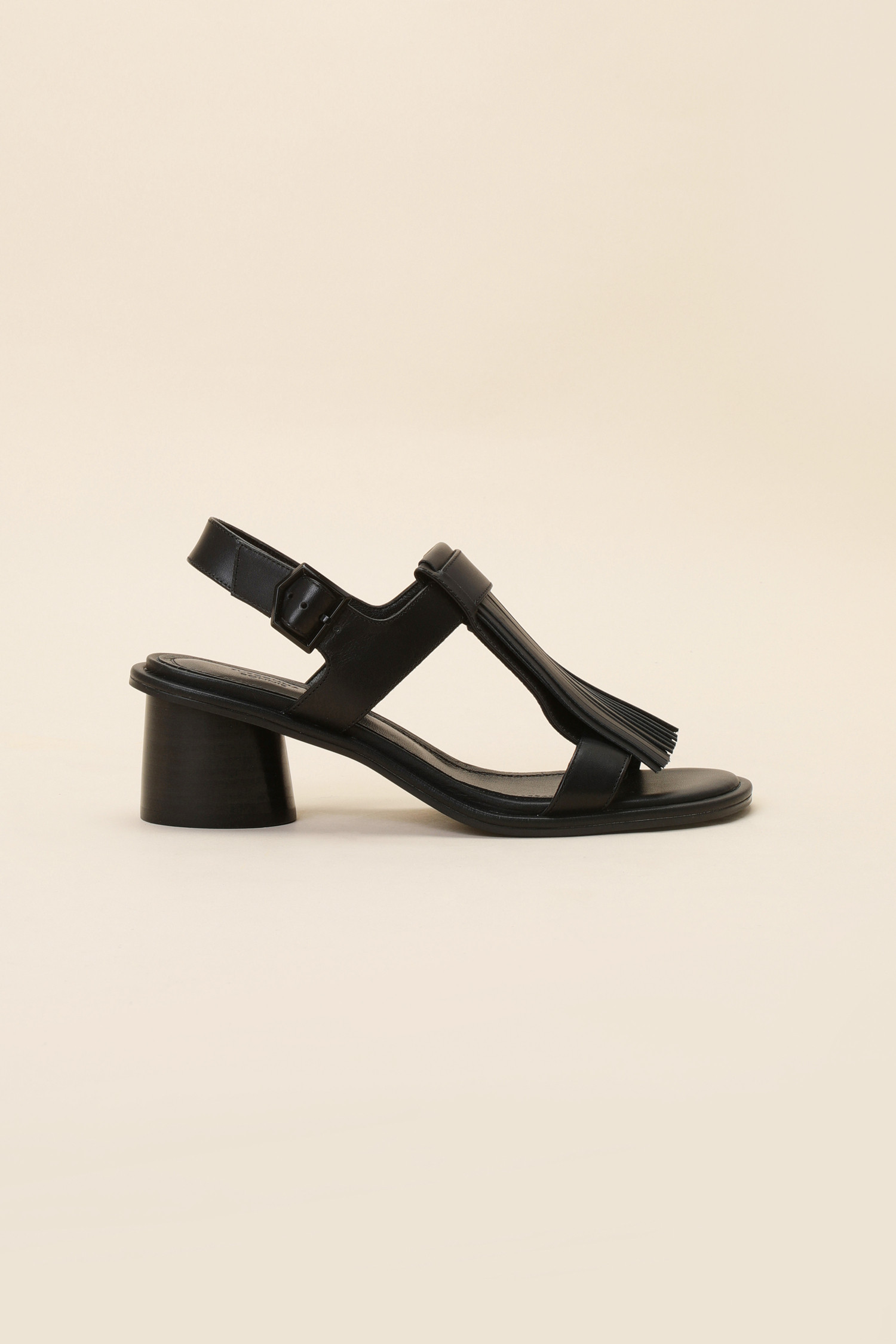 SUECOMMA BONNIE] Slim tassel sandal(black)