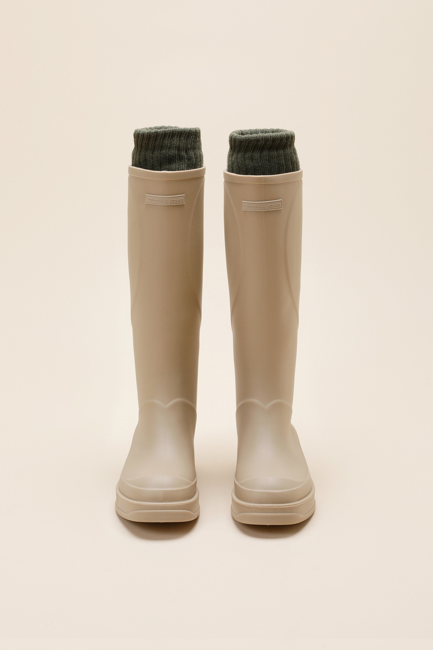 SUECOMMA BONNIE] Heart long rain boots(beige)
