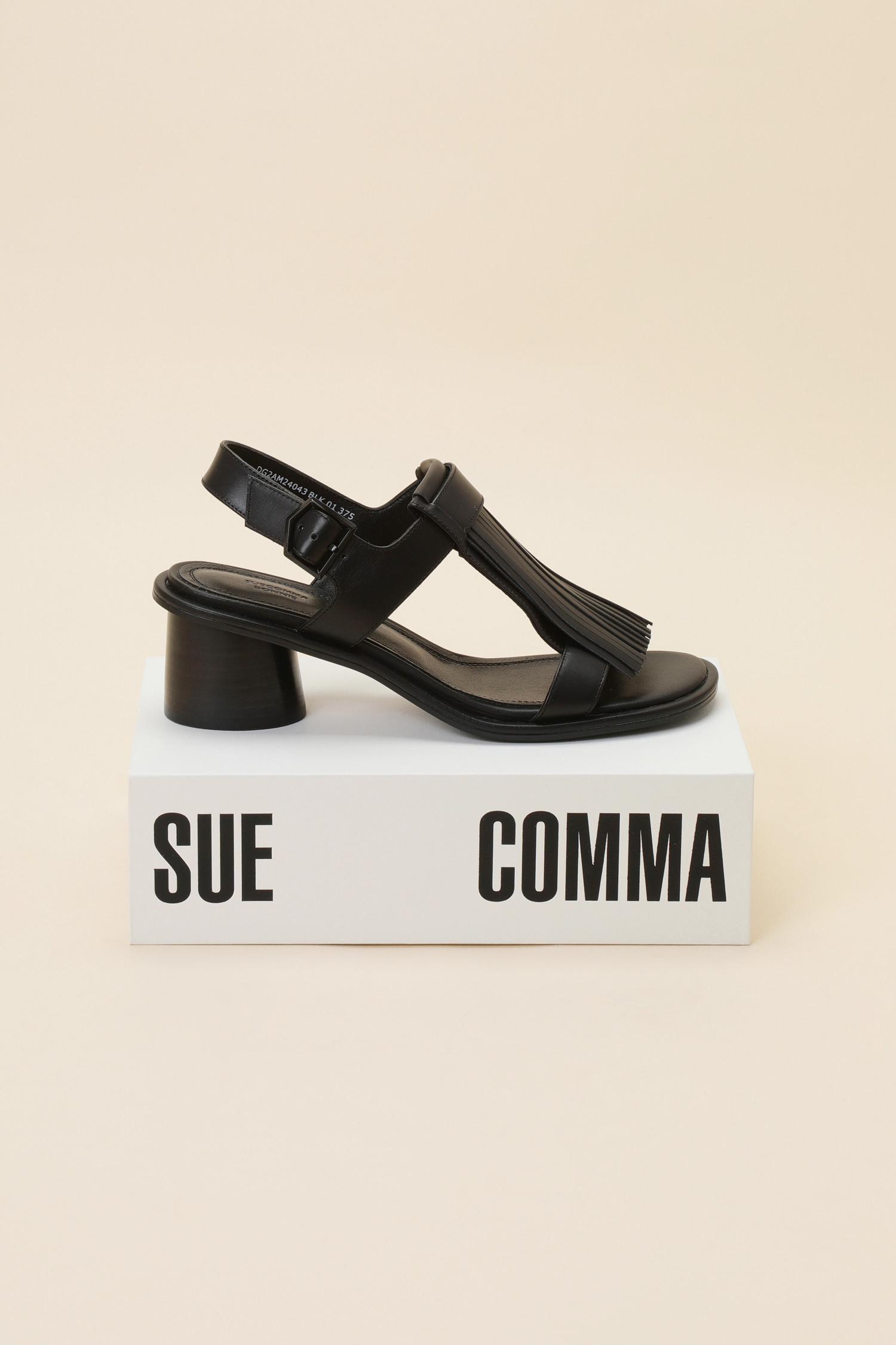 SUECOMMA BONNIE] Slim tassel sandal(black)