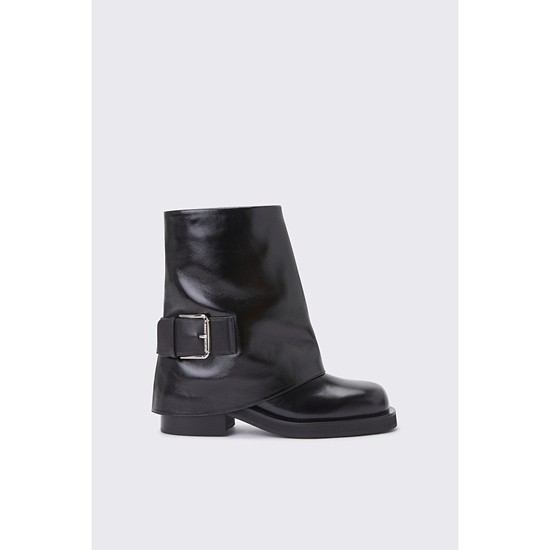 Fold over ankle boots(black)