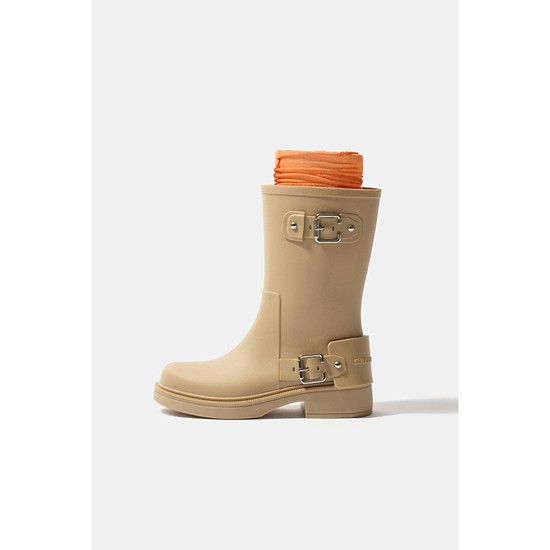 Buckle rain boots(beige)