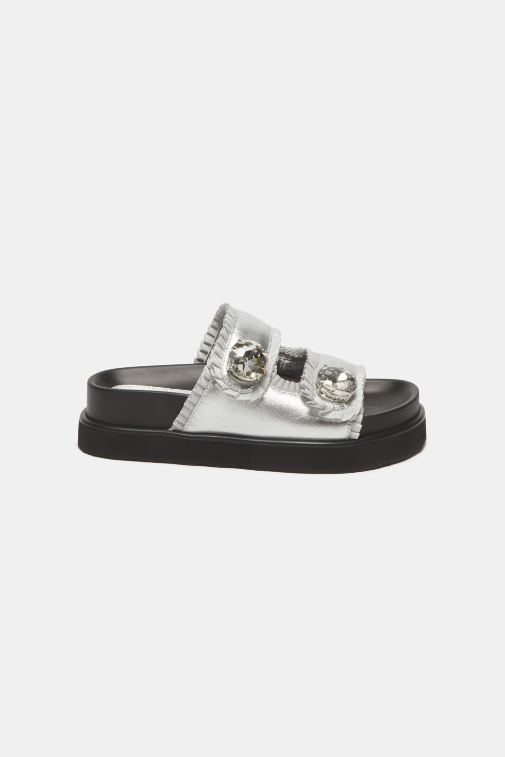 SUECOMMA BONNIE - 샌들 - Ruffle jewelry slipper(silver)