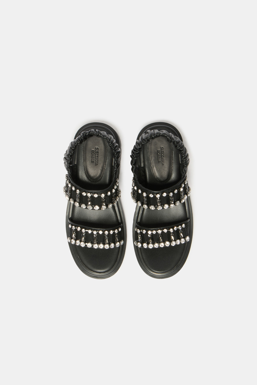 SUECOMMA BONNIE ◆Jewelry sporty sandal(black) SUECOMMA BONNIE sandals Jewelry Stones S = 36 black-white