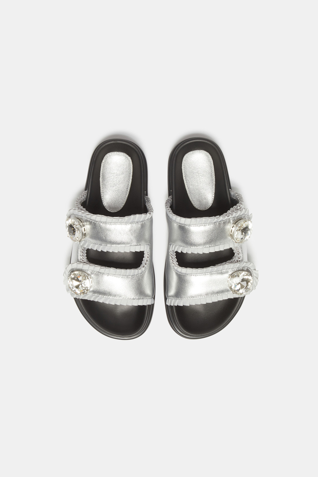 SUECOMMA BONNIE - 샌들 - Ruffle jewelry slipper(silver)