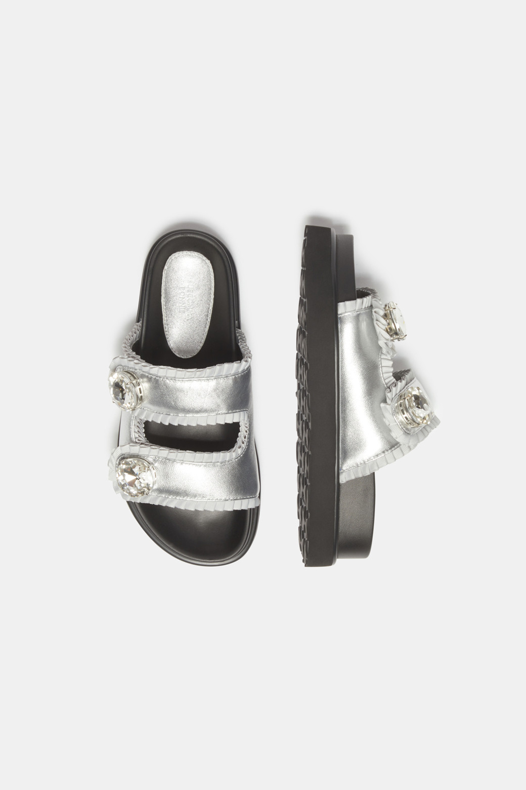 SUECOMMA BONNIE - 샌들 - Ruffle jewelry slipper(silver)