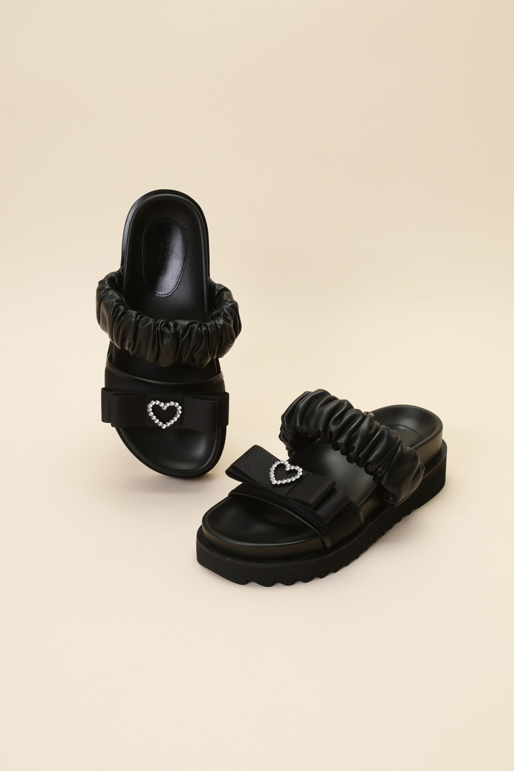 SUECOMMA BONNIE - 샌들 - Ribbon point slipper(black)