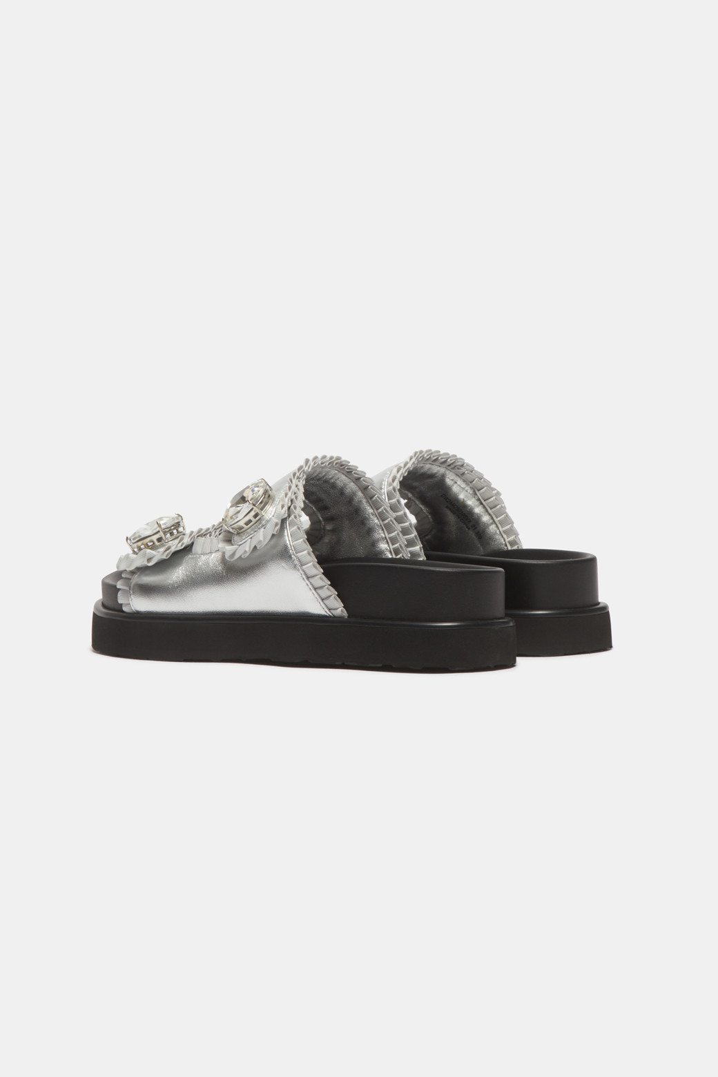 SUECOMMA BONNIE - 샌들 - Ruffle jewelry slipper(silver)