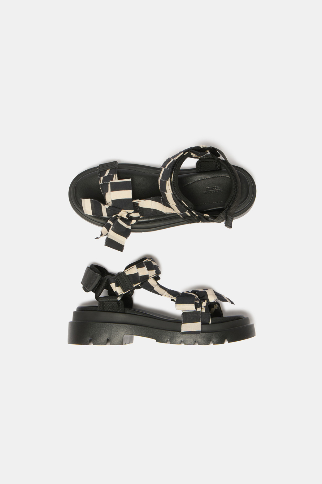 SUECOMMA BONNIE ◆Stripe ribbon sandal(black) SUECOMMA BONNIE] Stripe ribbon sandal(black)
