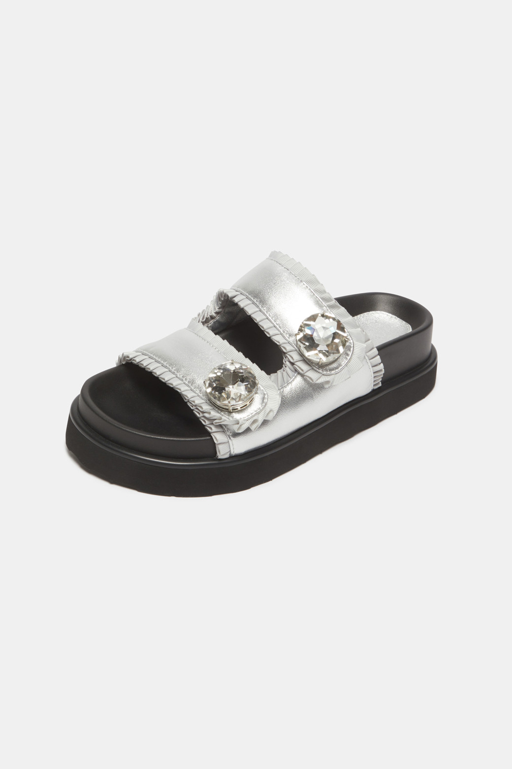 SUECOMMA BONNIE - 샌들 - Ruffle jewelry slipper(silver)