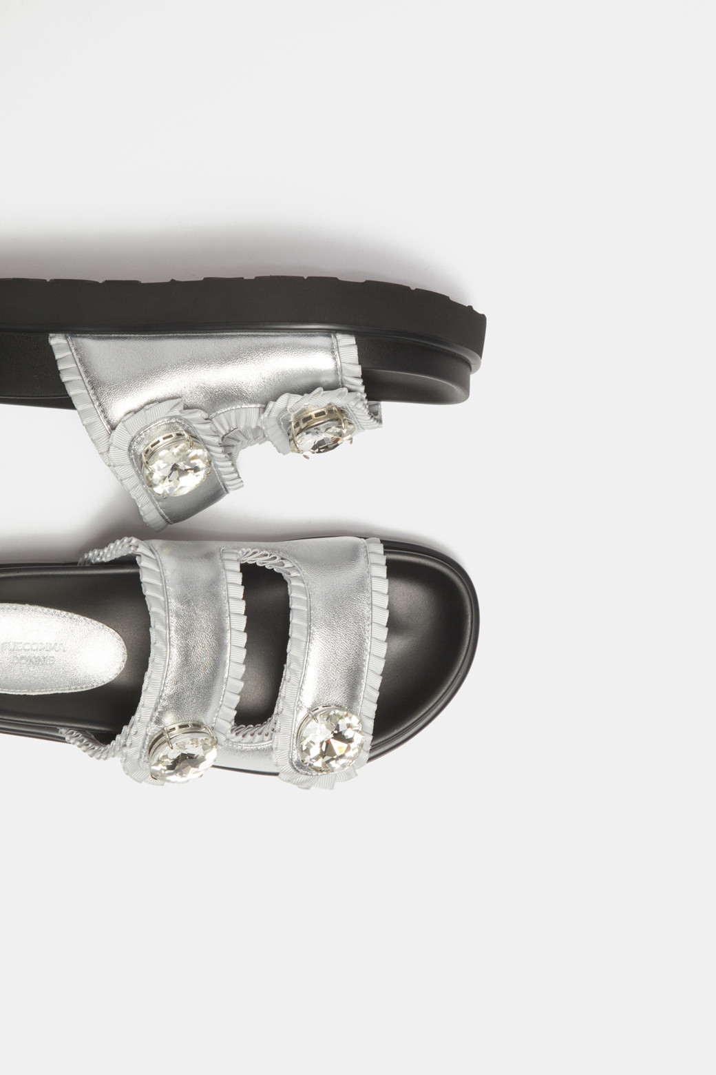 SUECOMMA BONNIE - 샌들 - Ruffle jewelry slipper(silver)