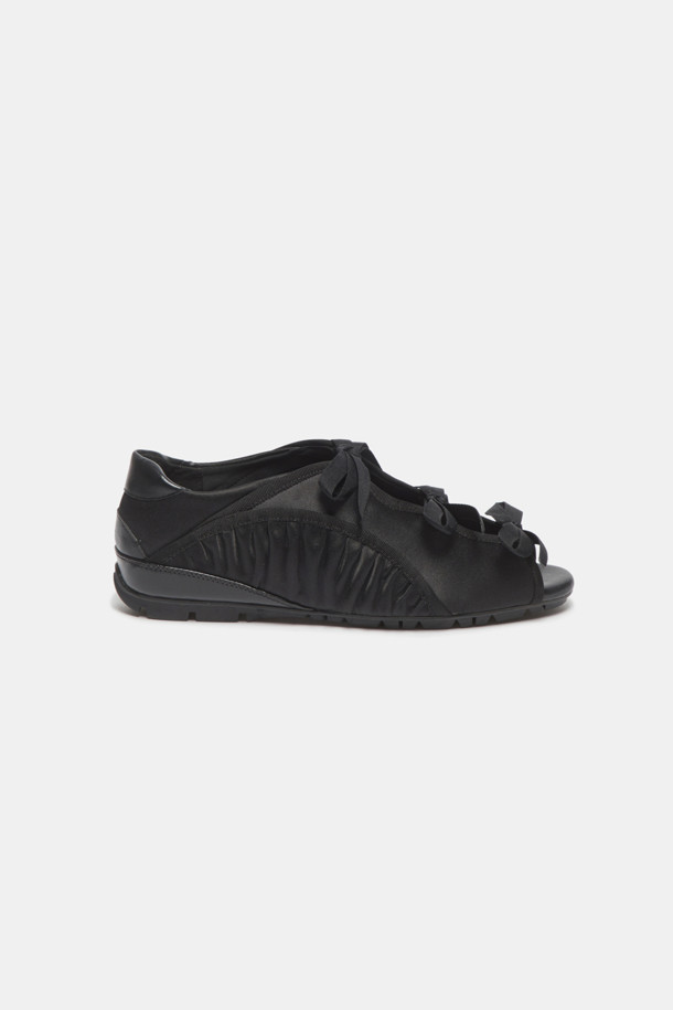 SUECOMMA BONNIE - 플랫 - Ribbon open flats(black)