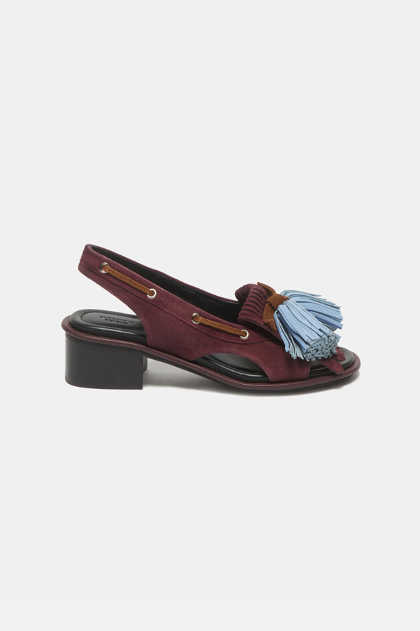 SUECOMMA BONNIE - 샌들 - Pompom heel sandal(wine)