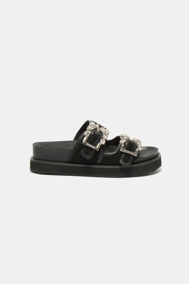 SUECOMMA BONNIE - 샌들 - Jewelry buckle slide(black)
