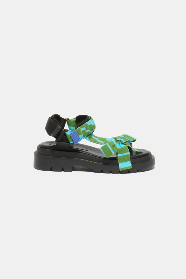 SUECOMMA BONNIE - 샌들 - [김나영 착용]Stripe ribbon sandal(green)