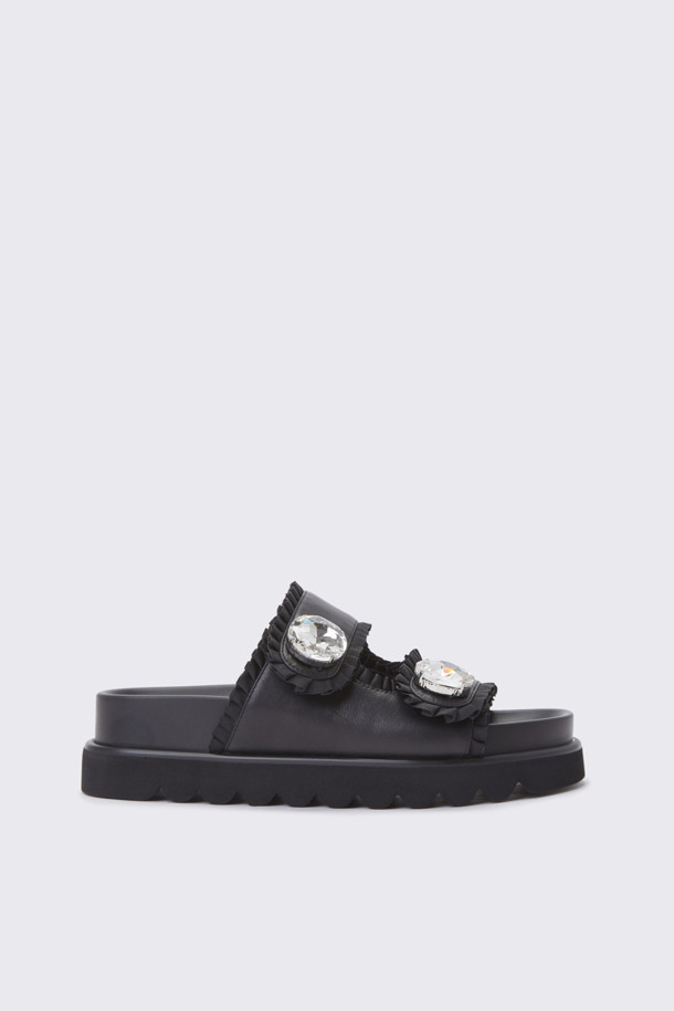 SUECOMMA BONNIE - 샌들 - Ruffle jewelry slipper(black)