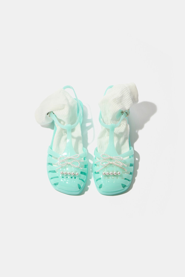 SUECOMMA BONNIE - 샌들 - Ribbon jelly sandal(mint)
