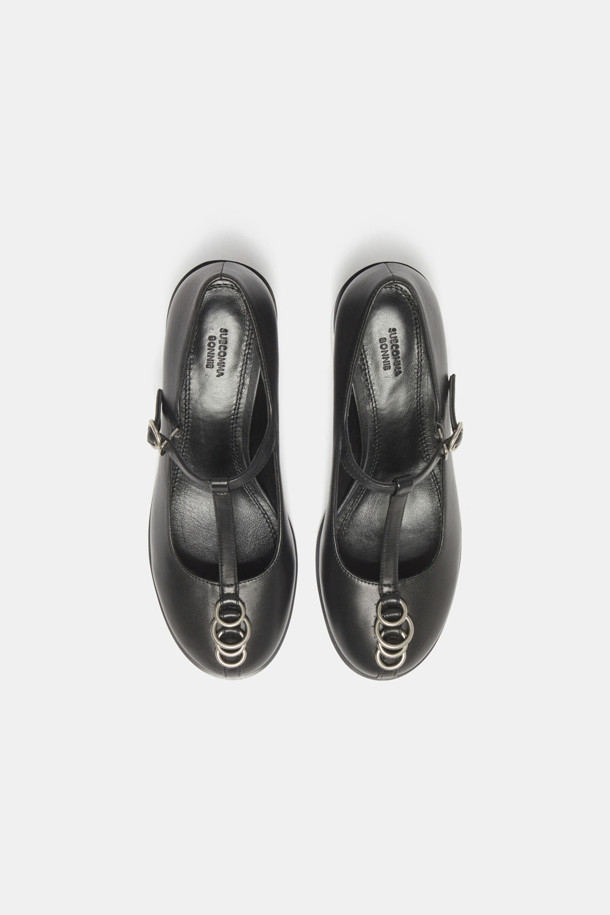 SUECOMMA BONNIE - 플랫 - Ring t-strap flats(black)