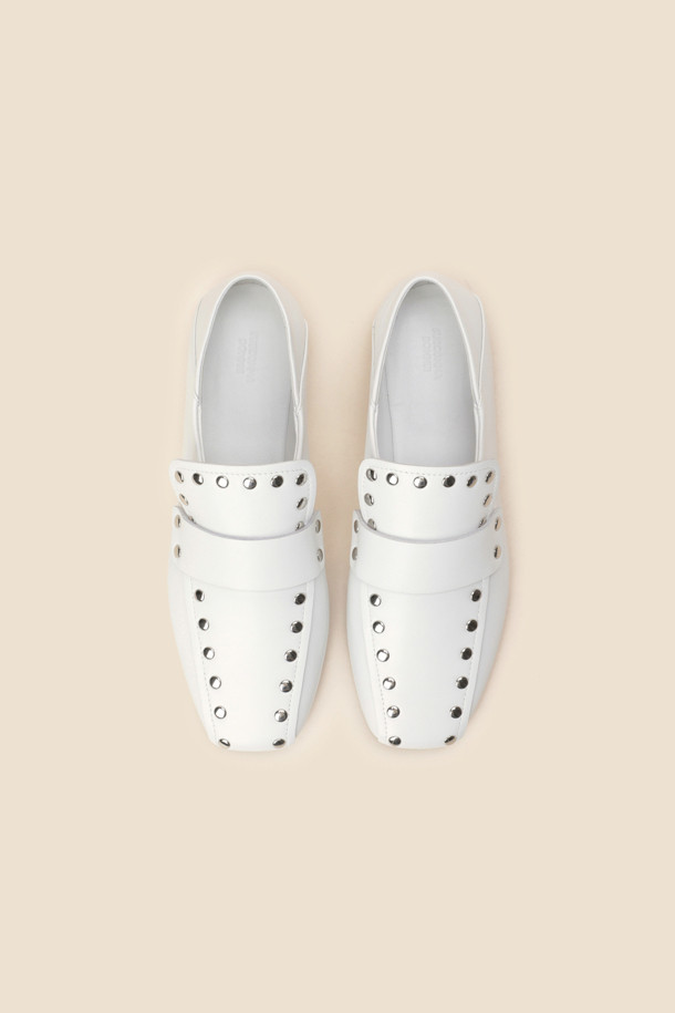 SUECOMMA BONNIE - 로퍼 - 2-way stud loafer(white)