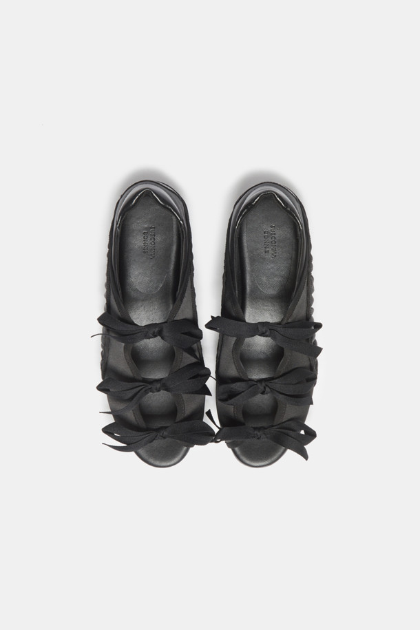 SUECOMMA BONNIE - 플랫 - Ribbon open flats(black)