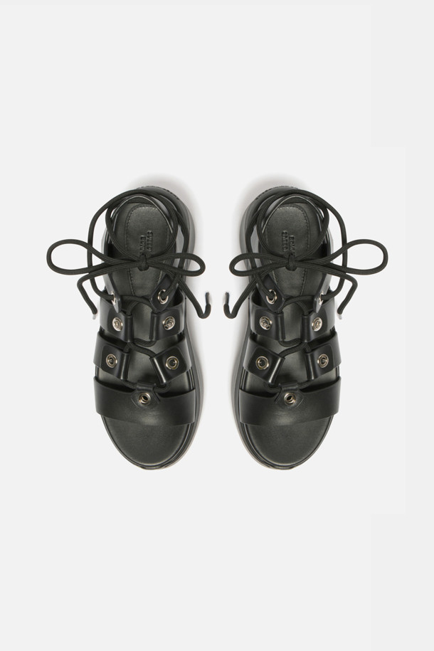 SUECOMMA BONNIE - 샌들 - Lace-up platform sandal(black)